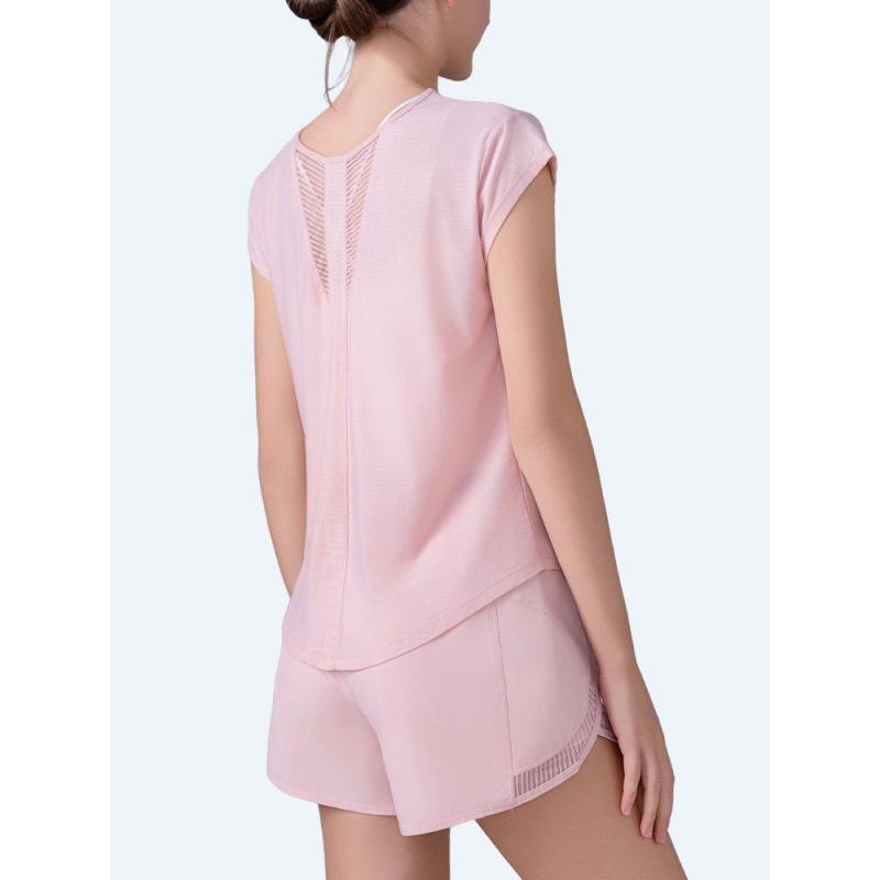 Damen Schnelltrocknendes Yoga & Lauf T-Shirt - Locker, Bequem, Figurschmeichelnd, Atmungsaktiv mit Kurzen Ärmeln für Sommer Fitness