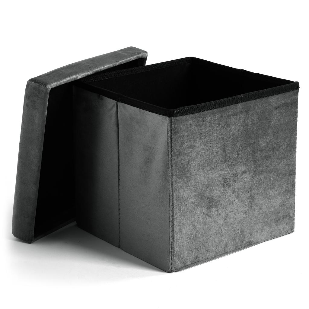 Folding velvet pouf DIEGO graphite VELVET size L