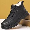 Winter Cotton Shoes New High-top Velvet Thickened Cotton Shoes Men's Leather Soft-soled Casual Cotton Leather Shoes Men's Non-slip Snow Boots