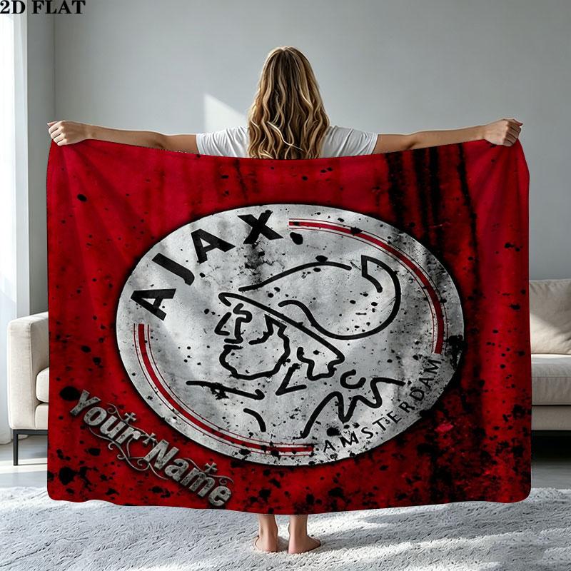 1PC AFC Ajax Custom Name Patterned Flannel Blanket Suitable For All Seasons for Home Decor Warmth and Comfort Gifts Holiday Present
