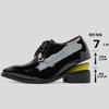 Derby shoes dress CL red sole leather shoes pointed patent leather invisible heightening shoes men's 7CM commuter wedding shoes -2607