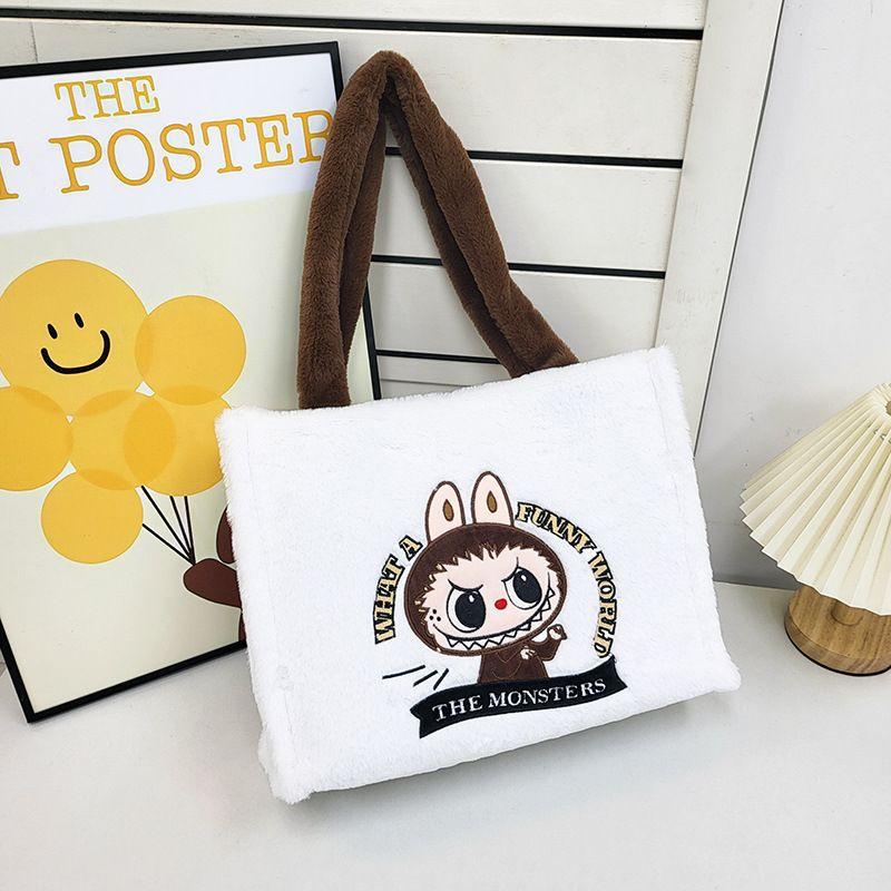 Labubu plush tote bag large capacity cute single crossbody commuter bag girls gift bag