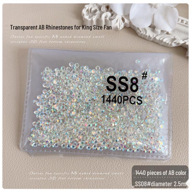 SS3 SS4 King Fan AB Iridescent Small Round Flat-back Rhinestone for DIY Nail Art Accessories