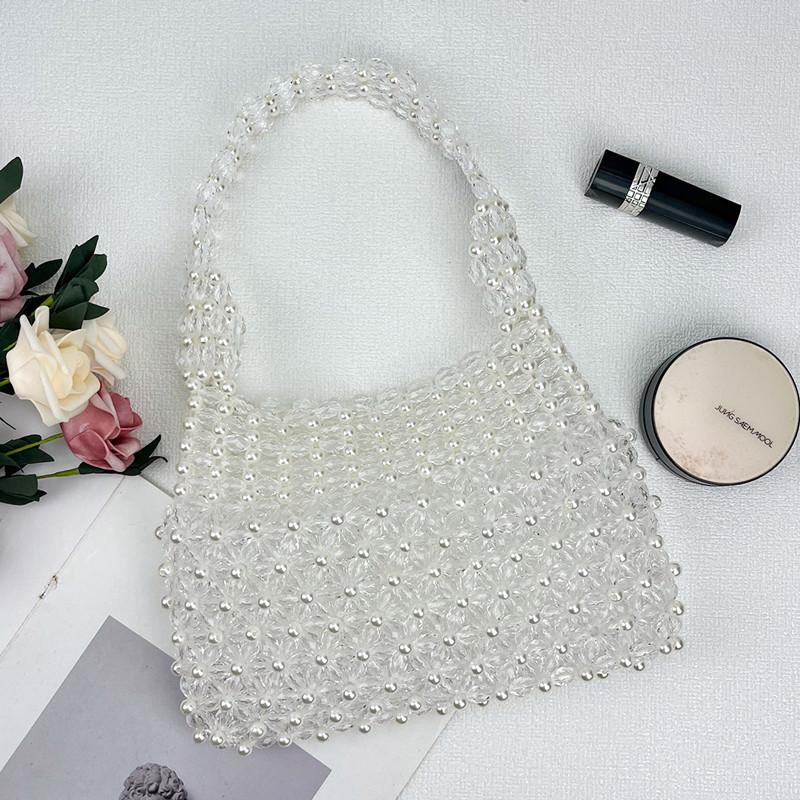 New Fashion Design Handmade Color Beaded Woven Handbags Brand High-end Party Evening Bag Luxury Fashionable Pearl Underarm Bag