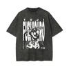 T-shirt Volpe a Nove Code Kurama Naruto Tee Lavaggio Vintage Oversize Retrò Anime Harajuku Streetwear Uomo Grafica Abbigliamento Top