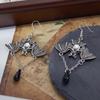 Dark Gothic Style Bat Earrings, Halloween Creative Earrings, Inverted Bat Shaped Exaggerated Personalized Ear Hooks