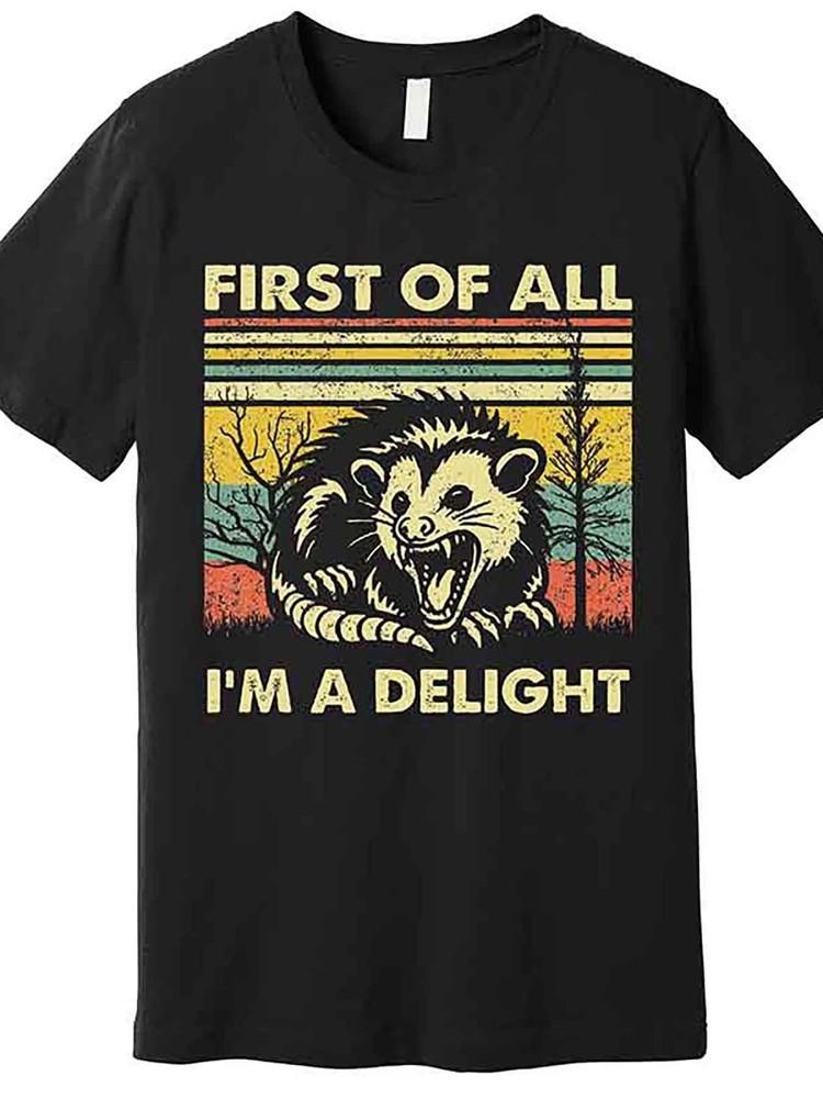

1pc Delightful Angry Possum Lover T-shirt - 100% Cotton, Funny Graphic Unisex T-Shirt XXXL