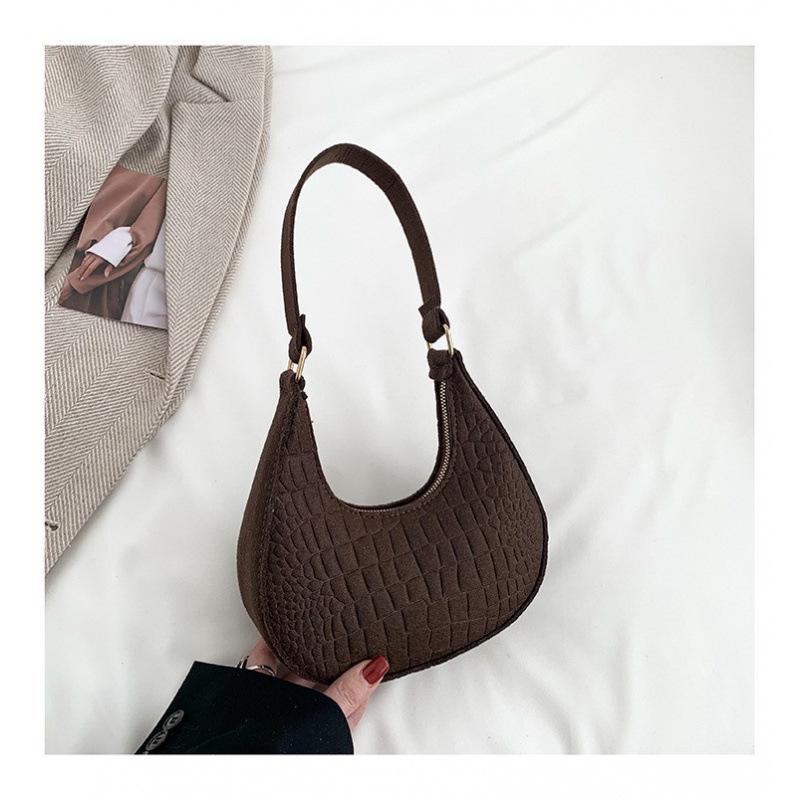 Solid color fashion women's bag trend autumn new stone pattern armpit bag casual shoulder handbag
