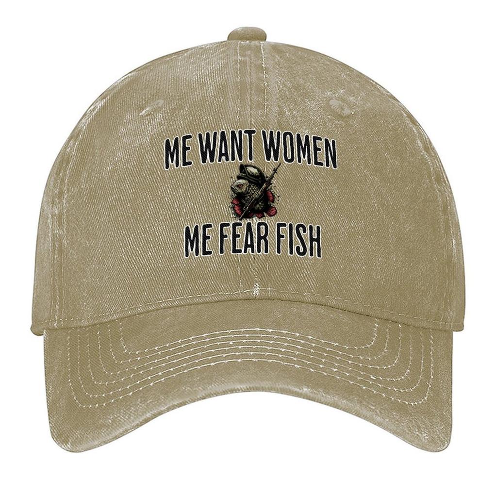 2026 Me Want Women, Me Fear Fish Baseball Cap Luxury Woman Cap Foam Party Hat Trucker Hat Golf Cap For Women Men's