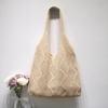 Vintage Hohlstricktasche Gewebte Tasche Damenhandtasche Häkeltasche Einfarbige Hohl-Henkeltasche Reise-Umhängetasche