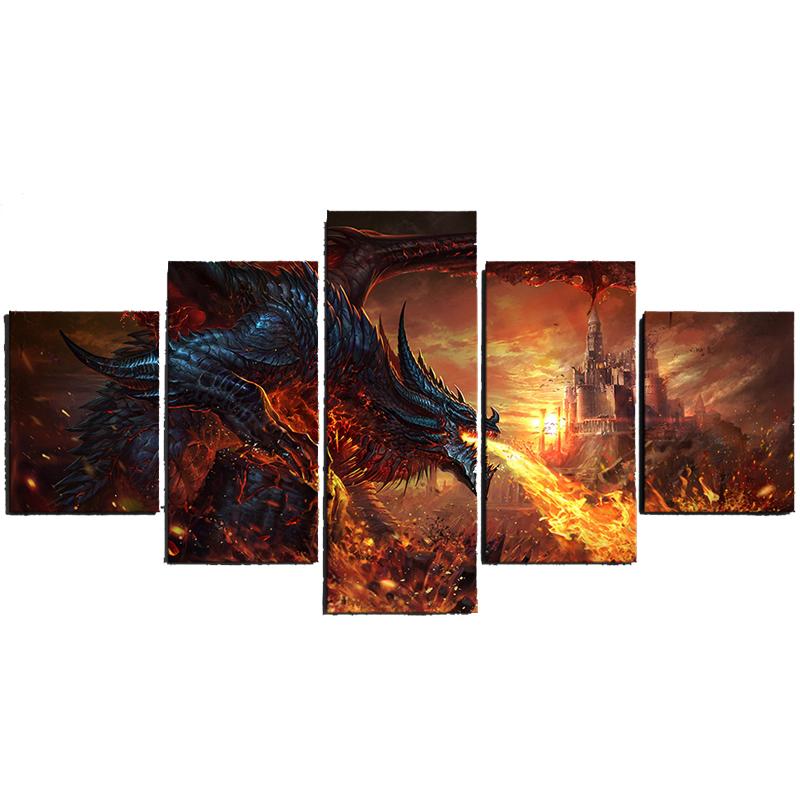 

Картины в стиле фэнтези, постер «Крыло смерти», постер, игровые картинки, настенное искусство для домашнего декора, украшение гостиной, 5 шт. XLarge Size Unframed Canvas