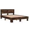 Bed Frame Smoked Oak 120 X 200 Cm Wood Based Material and Metal