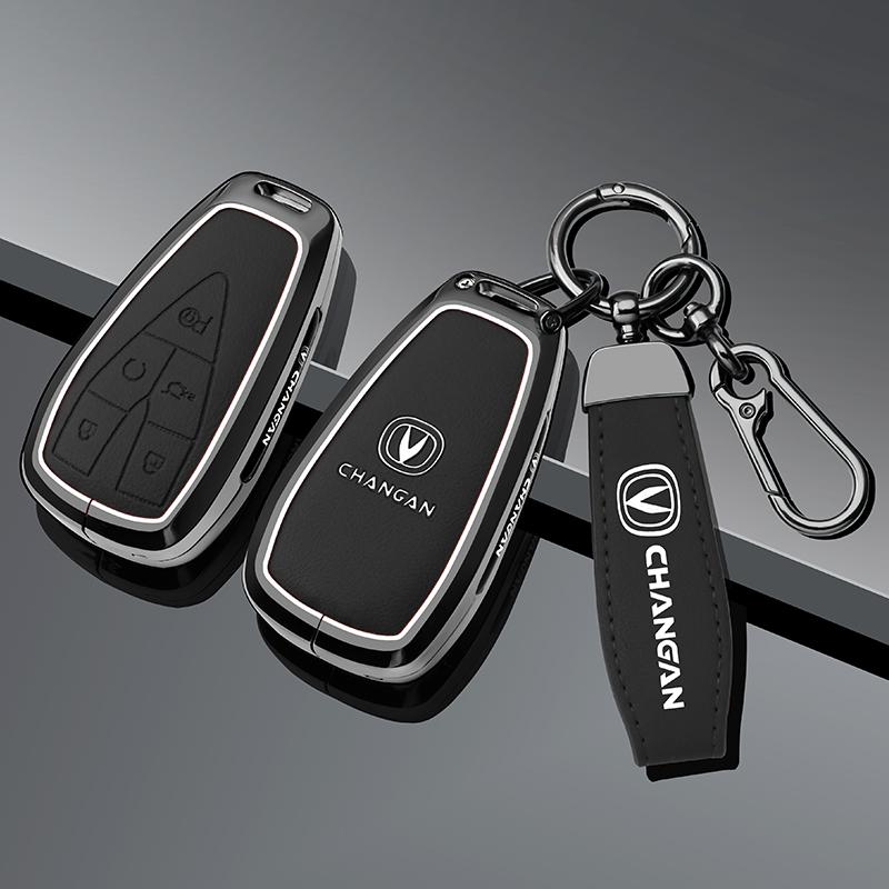 Zinc Alloy Leather Car Key Case Changan Cs35 Plus Cs75Plus Cs55Plus Eado Uni-T Oushang X5 X7 Ev   Key Fob Car Key Cover
