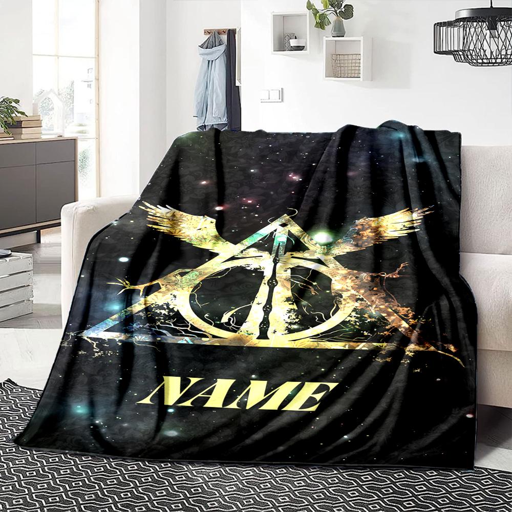 Custom Name Elegant Gothic Crest blanket for Couch & Bed, Plush Cozy Fuzzy Blanket Super Soft & Warm Blankets for Fall and Winter. 090874