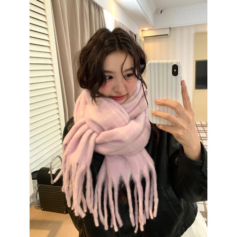 

Winter Plush Plaid Scarf Couple Cold Protection Shawl Student Versatile Thickened Warm Plaid Scarf for Women