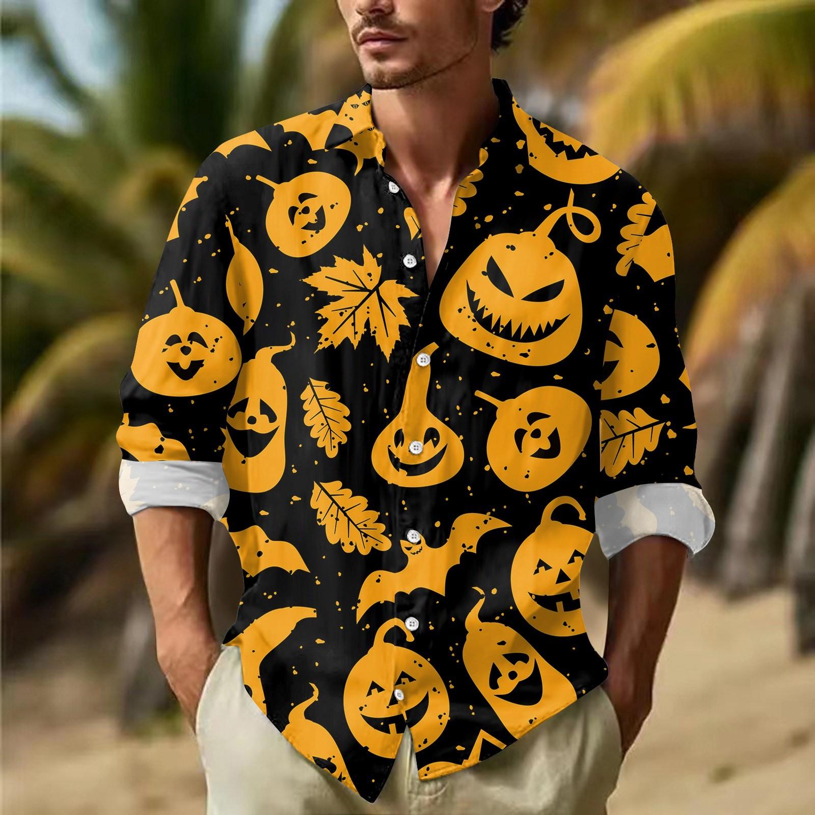 Мужские рубашки с длинными рукавами и пуговицами на Хэллоуин — фото 12