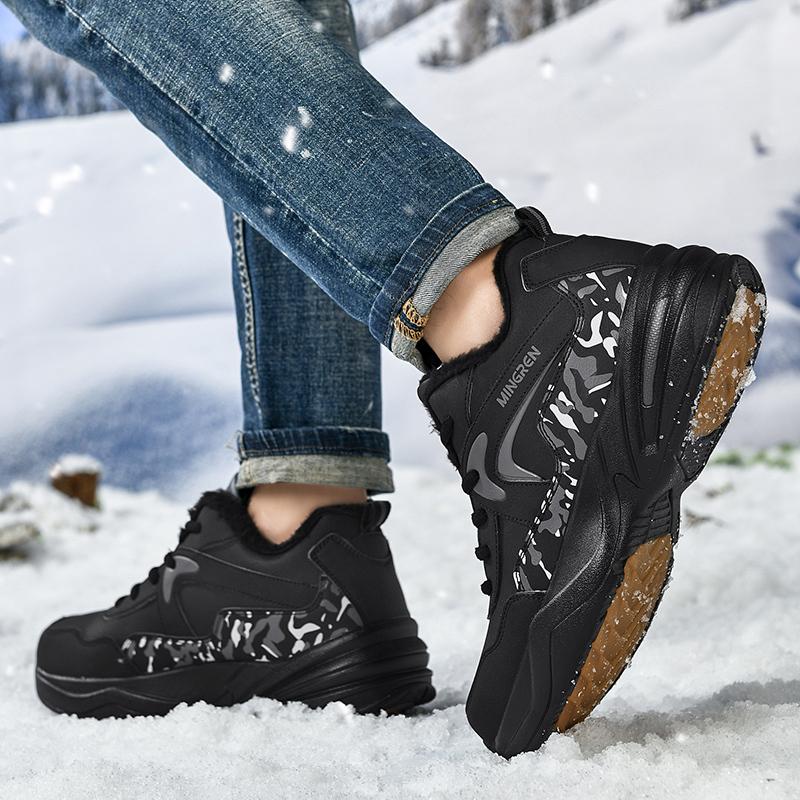 Men Cotton Shoes High Top Casual Snow Boots Waterproof Warm Winter Shoes Men Hiking Boots Outdoor Mountain Climbing Sneaker Man