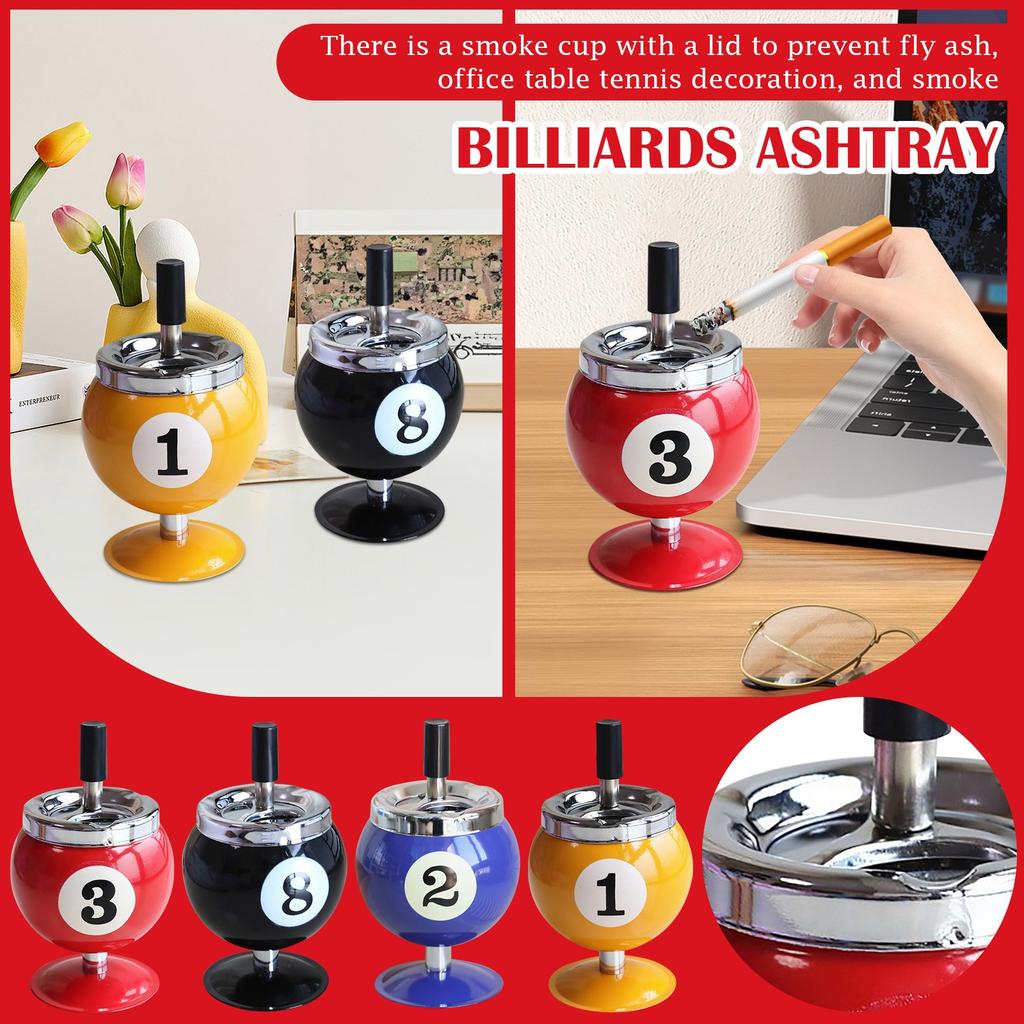 Push-type Metal Ashtray With Lid