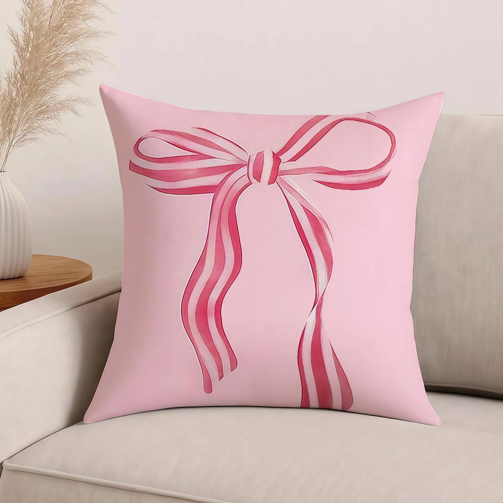 Art Pink Bow Cherry Lovely Kawaii Pillow Case Office Cushions Suitable For Sofa Car Bedroom Decorative Cushion Cover