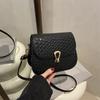 Foreign style woven pattern women's bag 2025 summer simple small square bag fashionable solid color retro lock single shoulder messenger bag