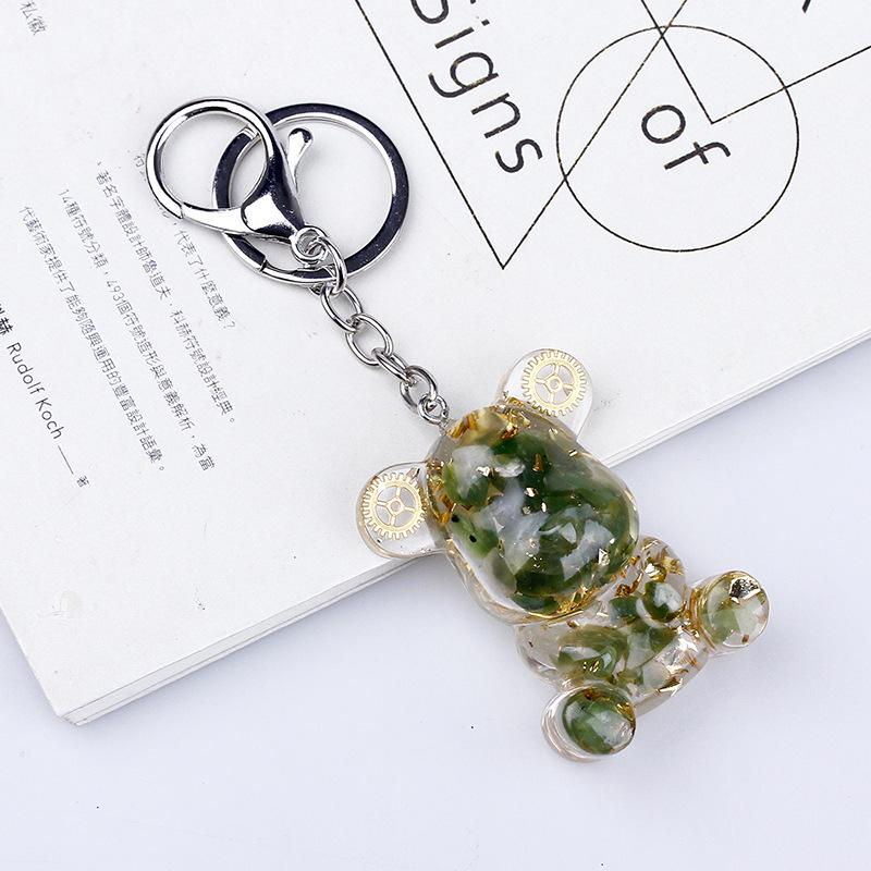 Crystal Resin Bear Keychain - Creative Hugging Bear Design for Car Keys
