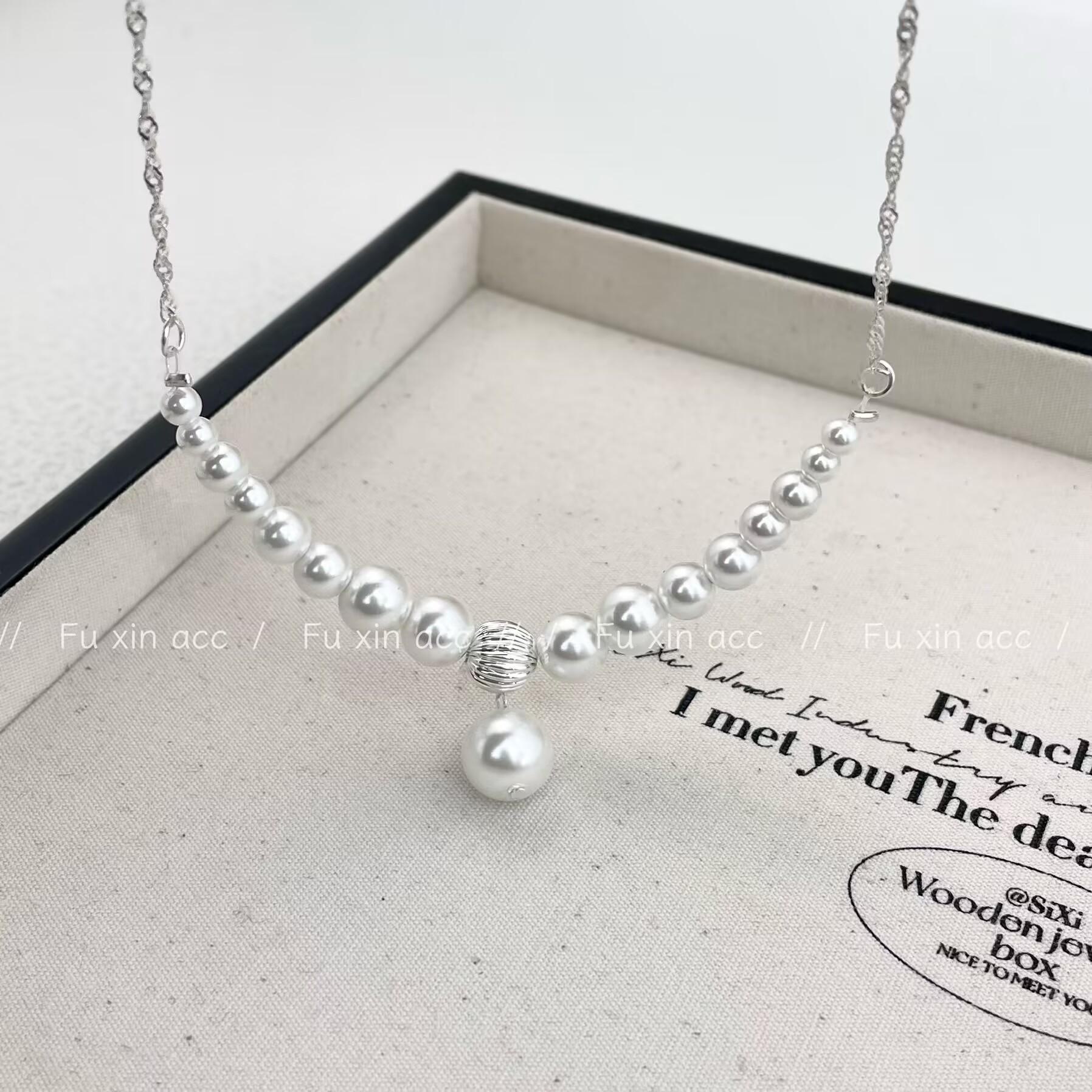 

Градиентное жемчужное ожерелье - золото, серебро и белый | Элегантная и универсальная цепочка для свитера | Изысканный современный дизайн n0468s серебряный