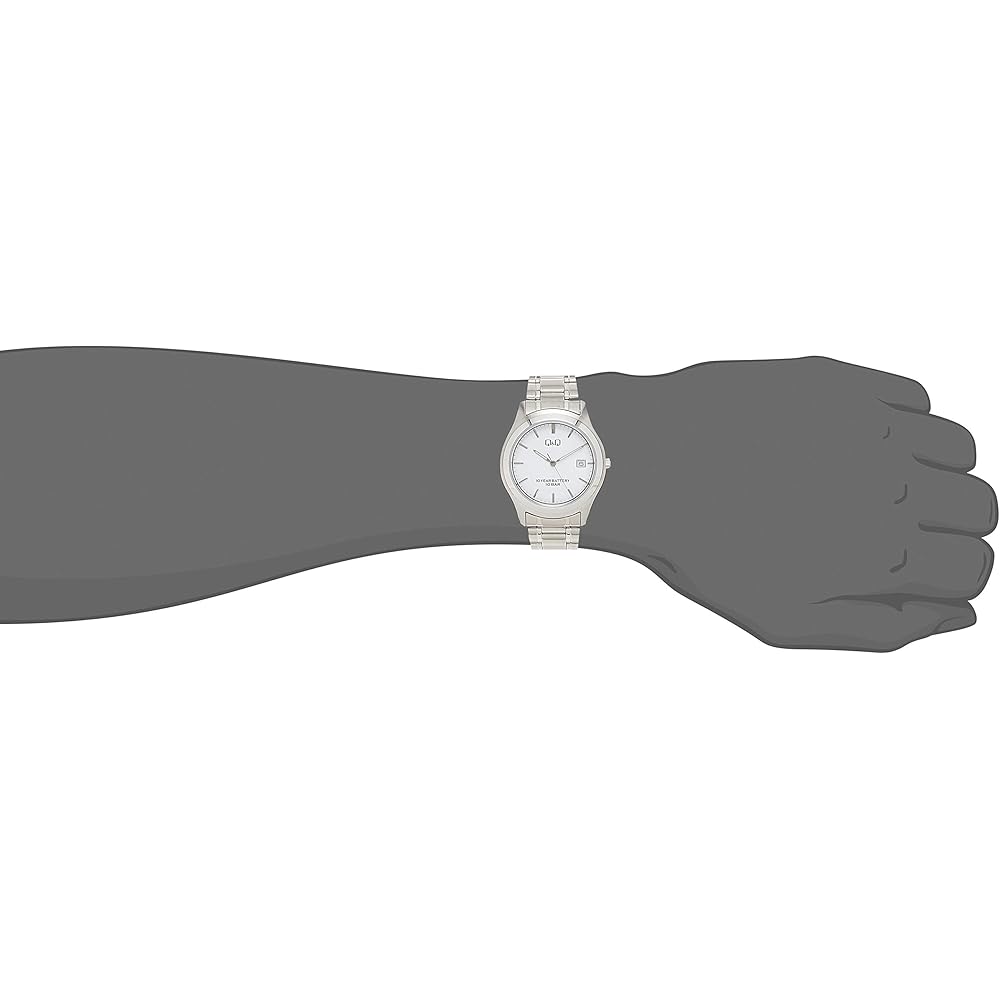 Citizen Q&Q Analog Watch 10-Year Battery Life Waterproof Date Metal Band W476-201 Men's White