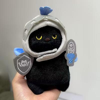 Creative Black Cat Knight Doll Keychain Cute Cartoon Small Cat Design Plush Animal Doll For Children's Girls Bag Pendant Gifts