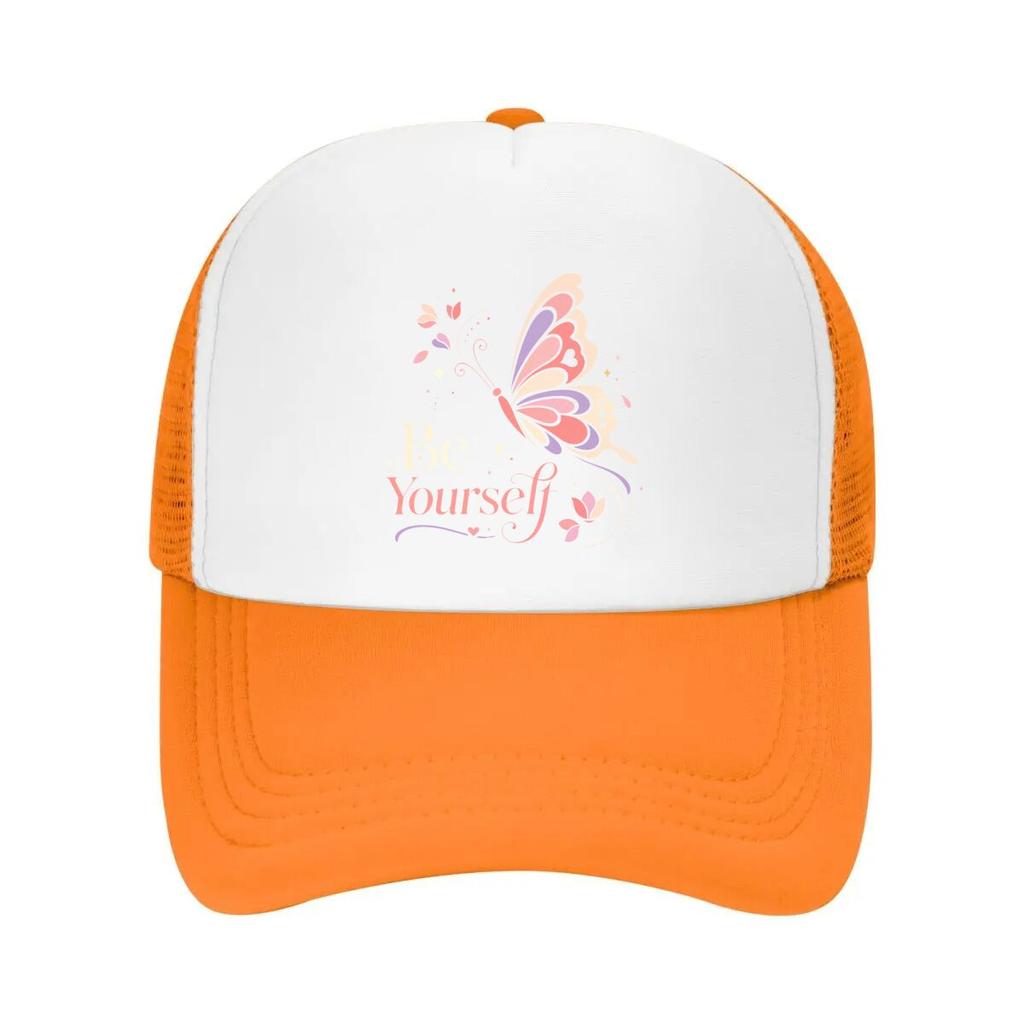 Pastel Butterfly Bloom Spirit Quote Mesh Baseball Cap Casual Hat Outdoor For Womens Unisex FeUnisex