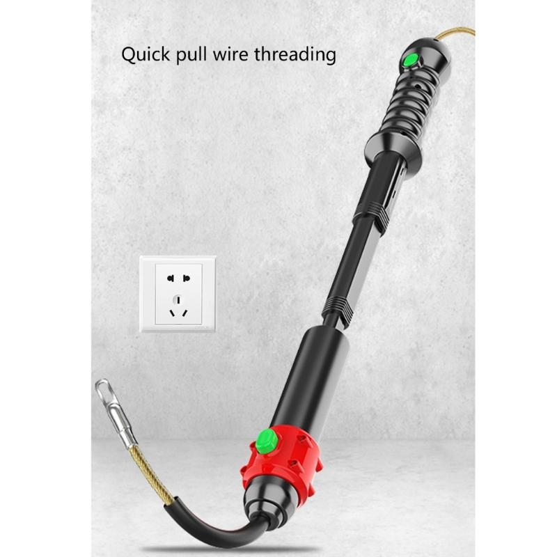 Pomůcka pro protahování kabelů pro elektrikáře Manuální protahovací nástroj pro dráty v trubkách Tmavý protahovací nástroj pro dráty Pomůcka pro protahování ve stěnových trubkách Tahací nástroj