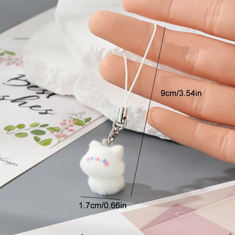 Flocking Penguin Hippopotamus Animal Keychains Phone Lanyard Resin Cute Tiger Beaver Bear Rhinoceros Bag Earphone Case Pendant