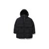 Fila Solid Color Logo Hooded Drawstring Waist Mid-Length Down Jacket Unisex Outerwear Black FS2DJD4151F-BLK