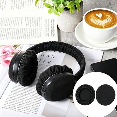 2Pcs Black Stretchable Washable Headphone Ear Covers Sweatproof For Gym Gaming Fit 3.54-4.33Inch Ear Pads