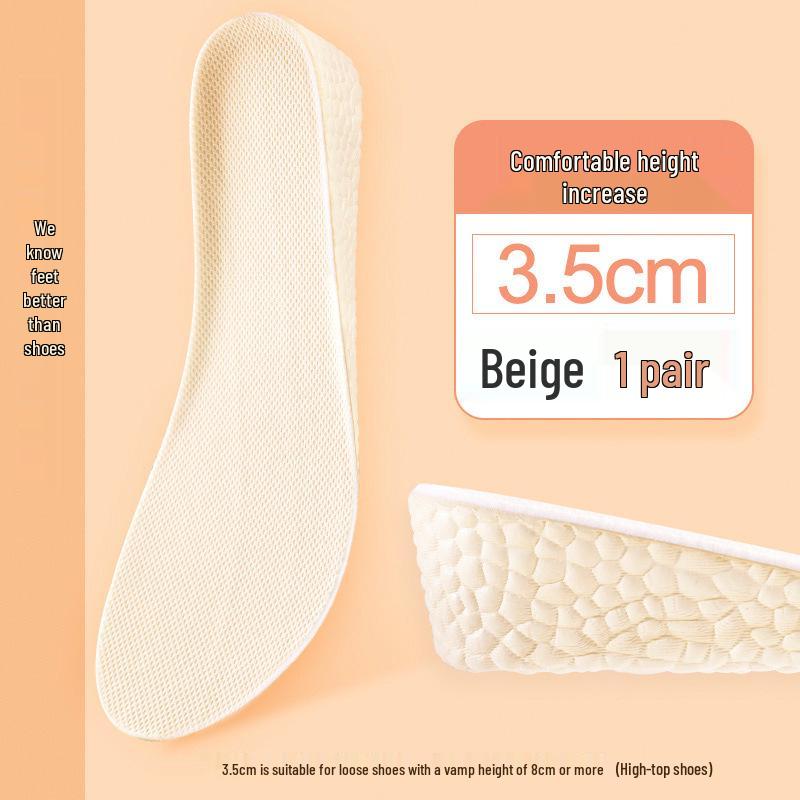 Boost Popcorn Height-Increasing Insoles for Men & Women - Breathable, Sweat-Absorbent, Flexible, Soft, Lightweight Sports Inner Height Enhance Pad