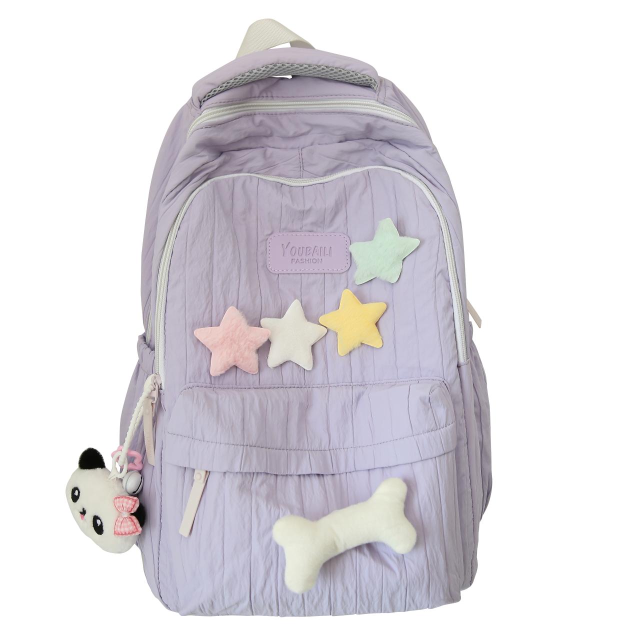 

Korean-style niche schoolbag, suitable for junior high school girls and senior high school students. It has a large capacity, a 15 inches фиолетовый