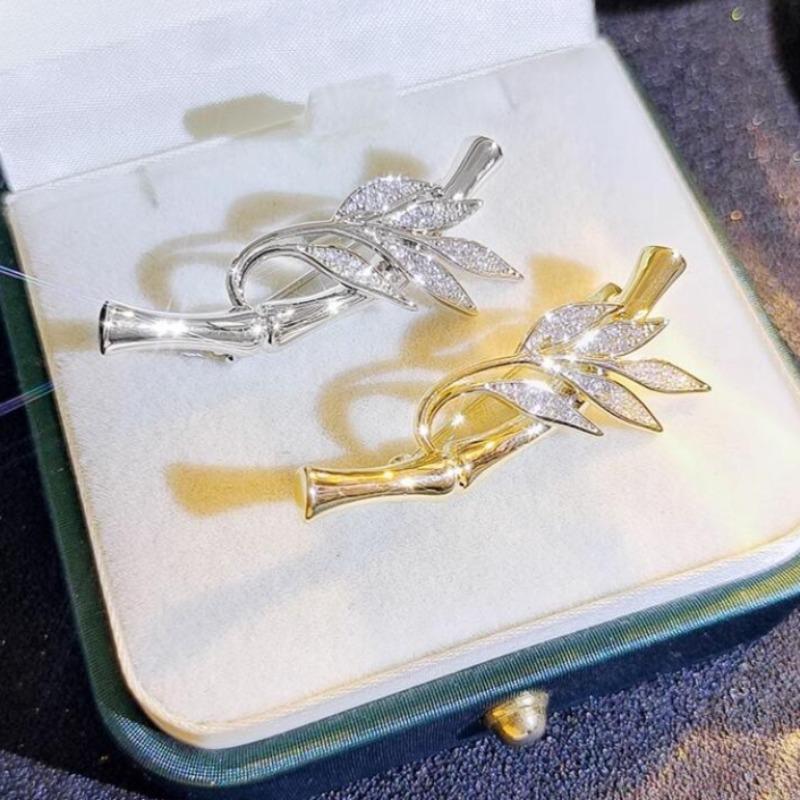 1Pc Creative Bamboo Brooch Fashionable and Exquisite Pin Charm Trend Shining Jewelry Accessories Party Festival Gift Souvenir