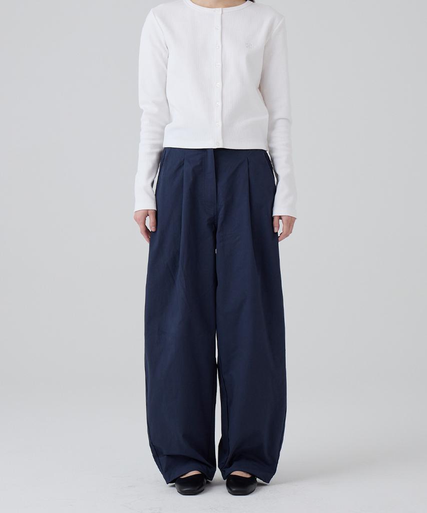DANGLEDROP Dgdp Balloon Fit Curved Cotton Elastic Waist Pants_Navy