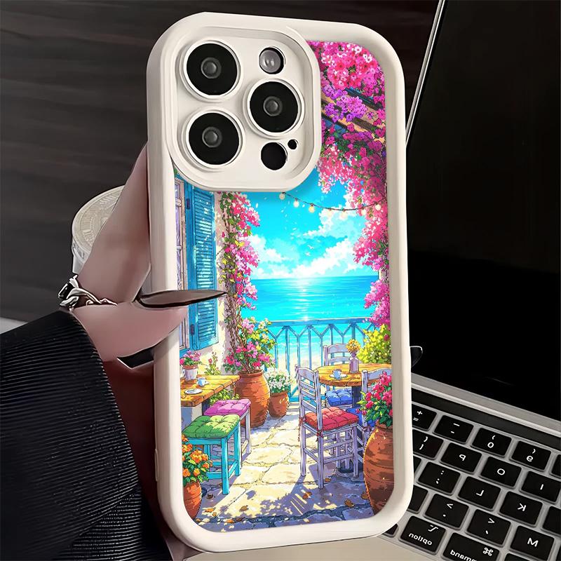 Phone Case for iPhone 17 Air 16E 15 16 Pro Max Anime Aesthetic Scenery Cover 14 Plus 13 12 Mini Soft Shell Silicone Fundas