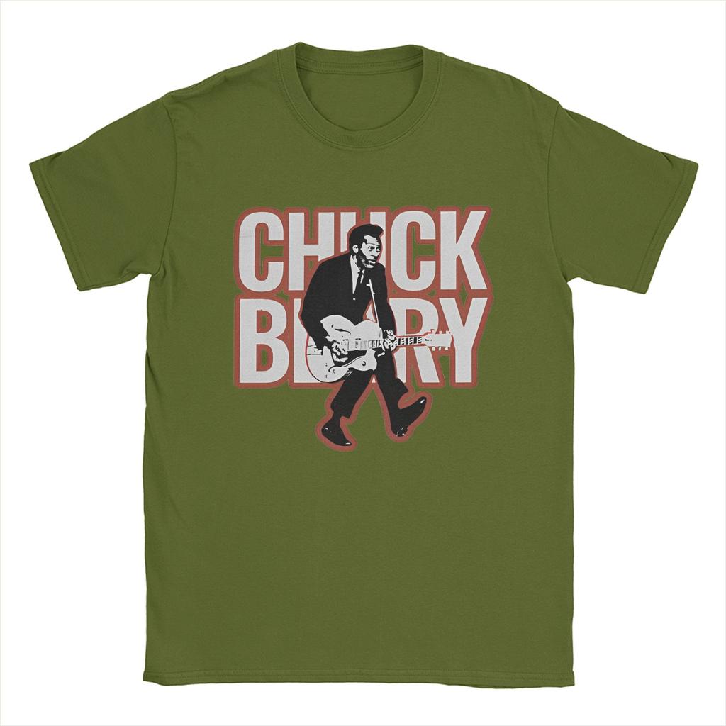 Koszulki z karykaturą Chucka Berry'ego w stylu vintage Męska koszulka bawełniana z okrągłym dekoltem Piosenkarz Muzyk Gitarzysta Koszulka z krótkim rękawem Oryginalny produkt