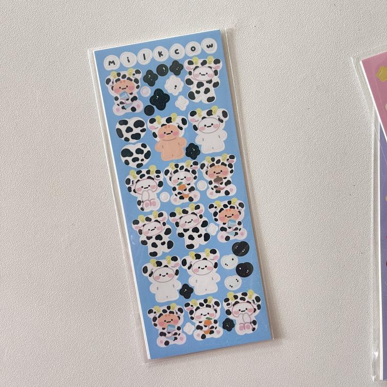 Korean I-pop Cute Bear Laser Flash Sticker Star Chasing Small Card Decorative Material Sticker Goo Card Sticker