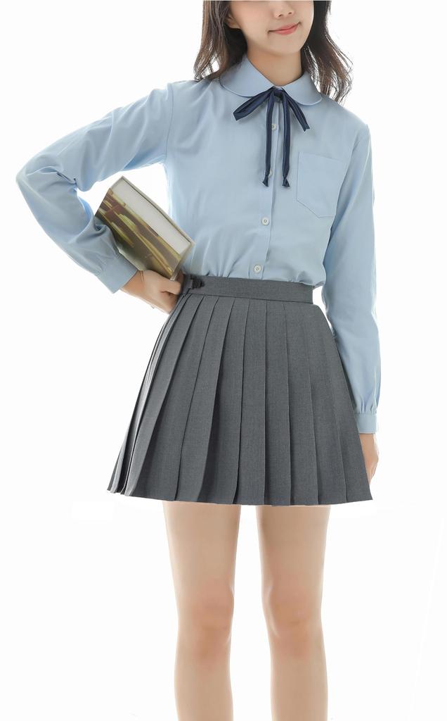 Sharphon Uniform Mini 36cm Solid High Pleated Skirt, Gray, Length, Color, Waist,