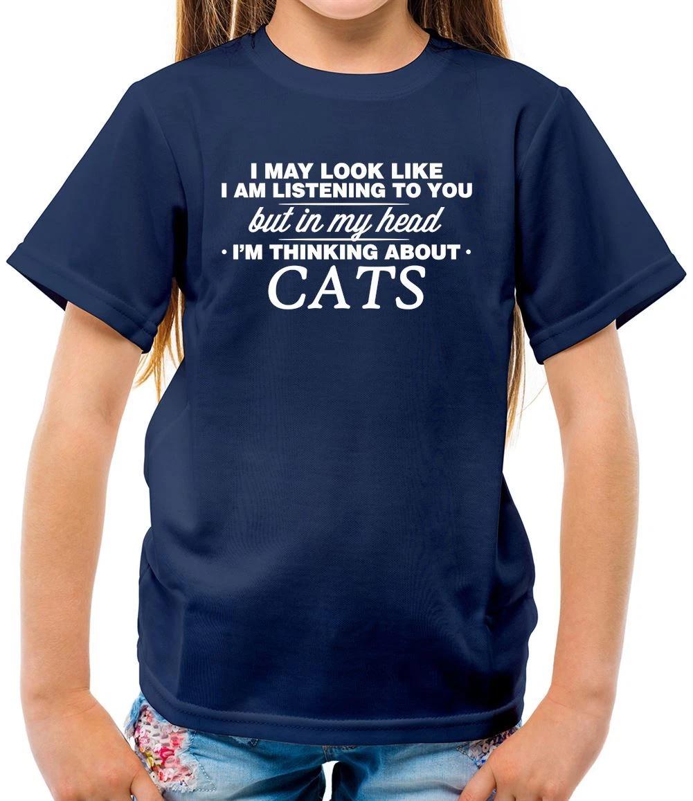 My Head I m Thinking About Cats - Kids T-Shirt - Cat Kitten Pet Owner Love 110