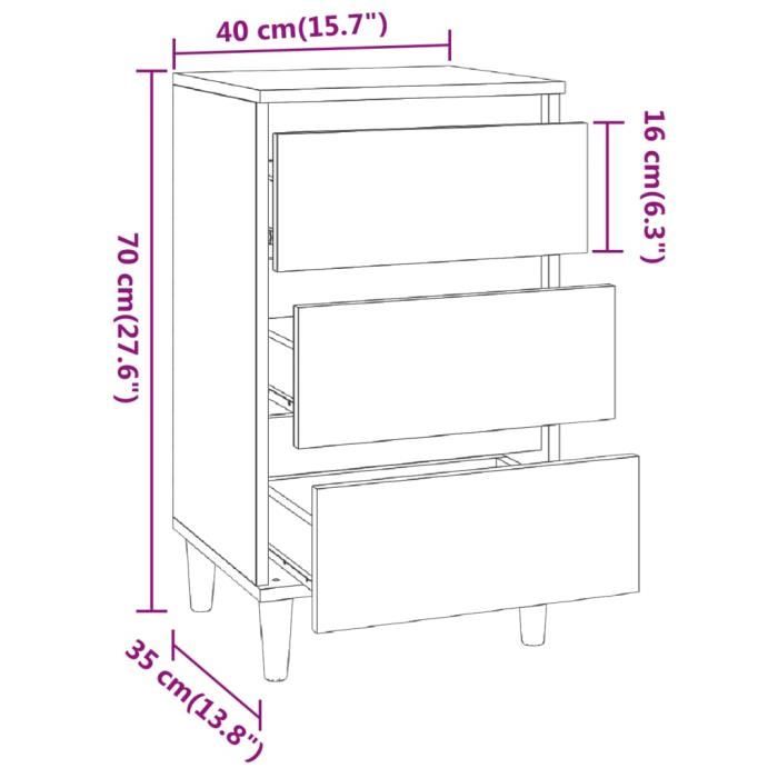 VidaXL Bedside Table Brown Oak 40x35x70 Cm Engineered Wood 819667