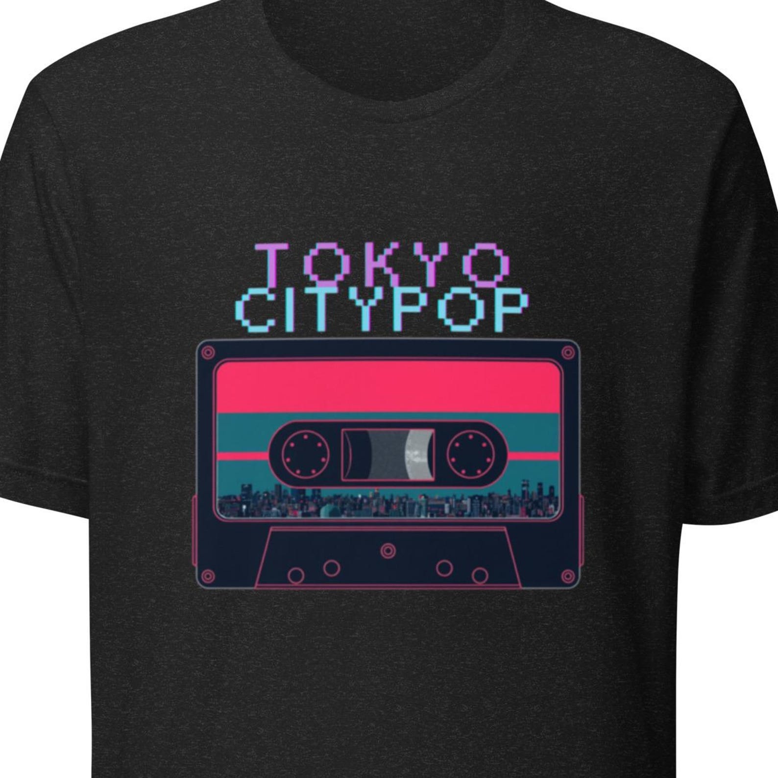 Tokyo City Pop Cassette Tee | Retro 80s Japanese Skyline Graphic Shirt L