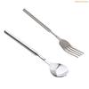 K1AE 2pc Extendable Barbecue Forks Stainless Steel Construction Portable Cutlery For Outdoor Cooking Roasting And Serving
