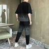 IELGY Casual Suit Men's Gradient Color Hip-hop Summer Korean Version Of The Trendy Brand Trousers And Short-sleeved Clothes A Set Of Collocation
