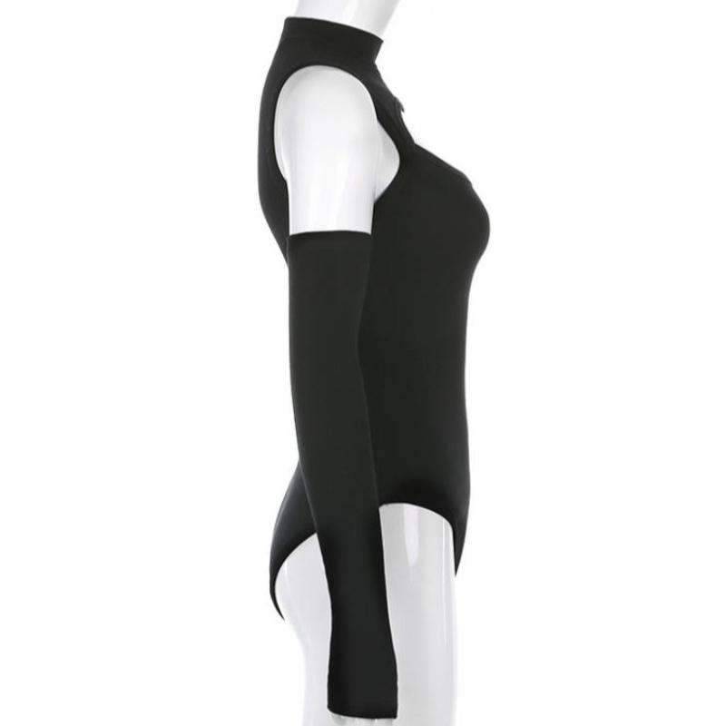 Fashion Sexy Hollow Out Shoulder Slim Fit Jumpsuits Women Long Sleeve Base One-piece Rompers for Women Street Casual Solid Lady Bodysuit Outfits 25770