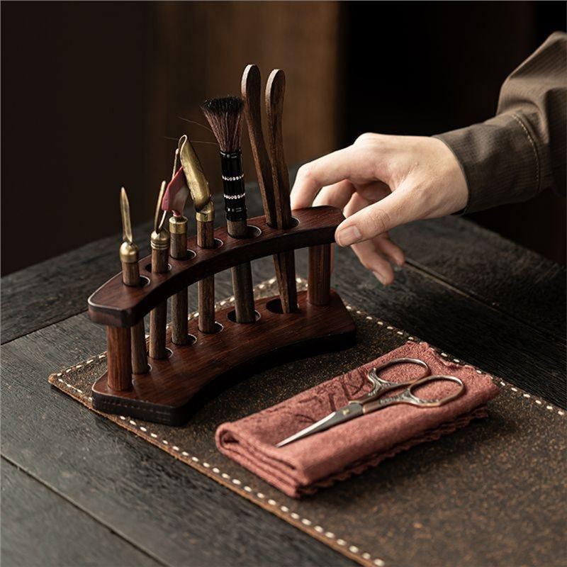 ABBP-Solid Wood Tea Ceremony Six Gentlemen Set Tea Set Accessories Daquan Tea Table Tray Tea Making Tools Tea Scraping Set