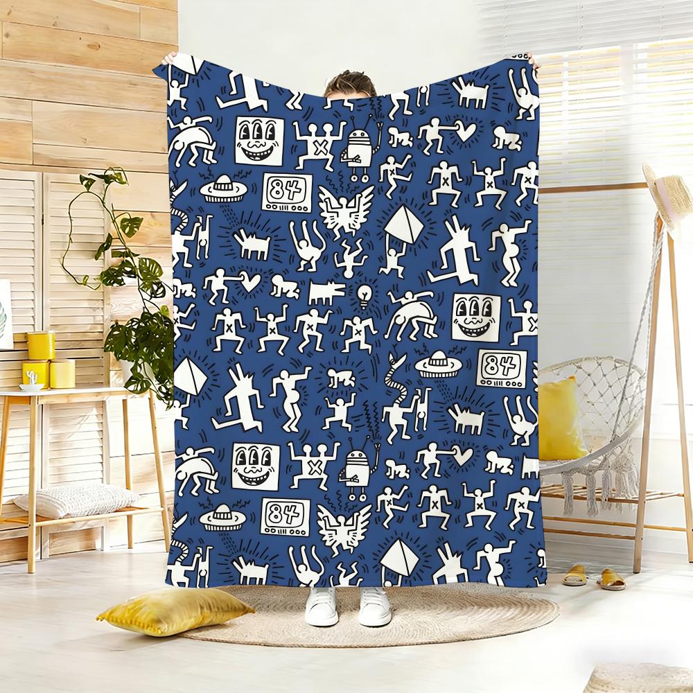 Artist K-Keith H-Haring Throw Soft Cozy Flannel Throw Blanket for Sofa Bedroom and More
