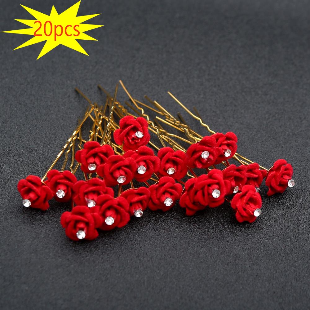 

20pcs Delicate Fashion Red Plum Blossom Hanfu Style Antique Floral Hair Stick for Bridal Updos Traditional Cultural Events